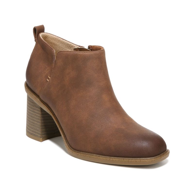 Dr Scholls Womens Brown Comfort Roxanne Round Toe Block Heel Zip-Up Booties 10 M